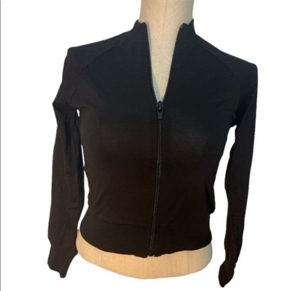 ASOS design womens cropped zip through fitted track top black Sz 4 - Picture 1 of 8